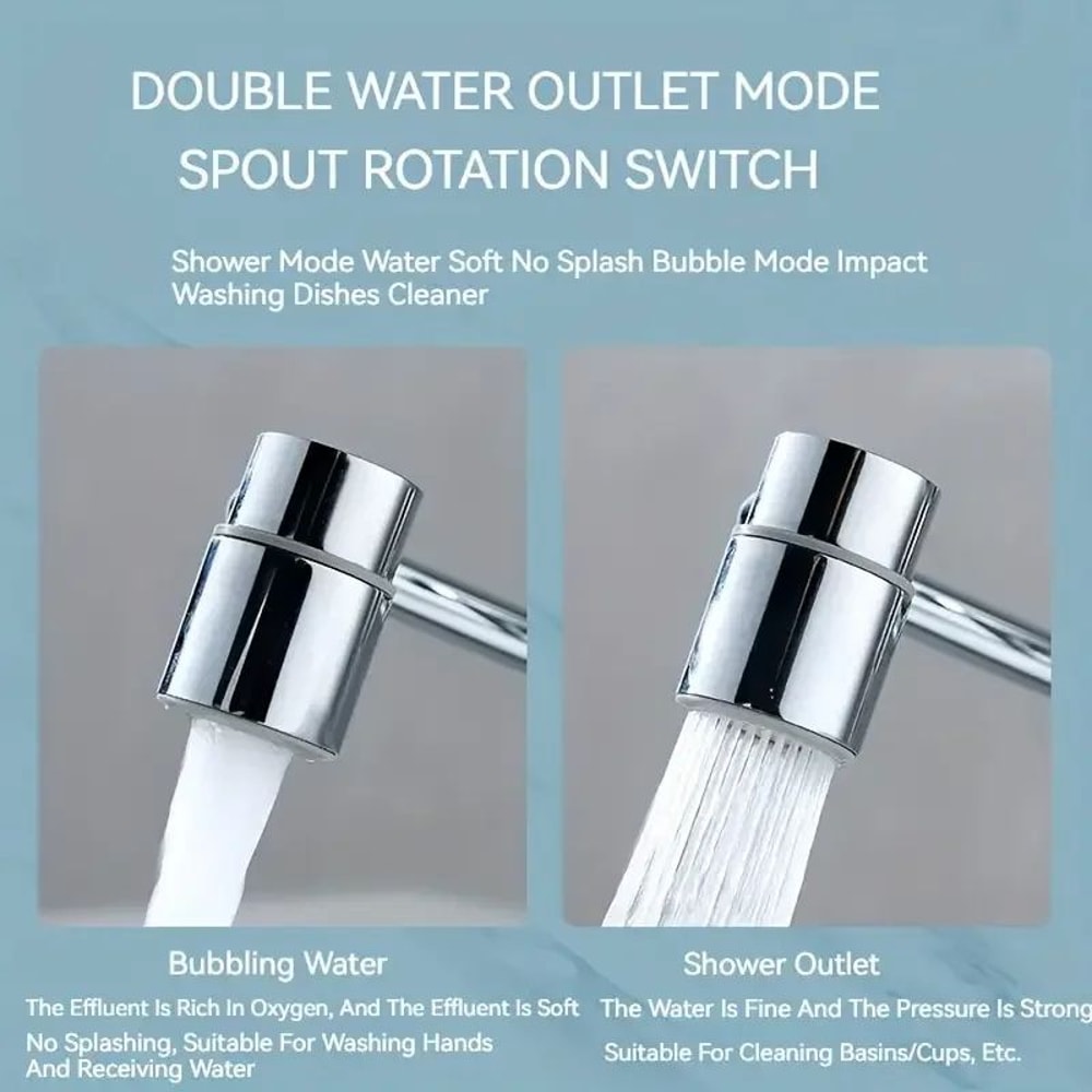 1080 Swivel Faucet Extender With Dual Spray Modes Splashproof Rotatable Faucet Aerator Extension F 1