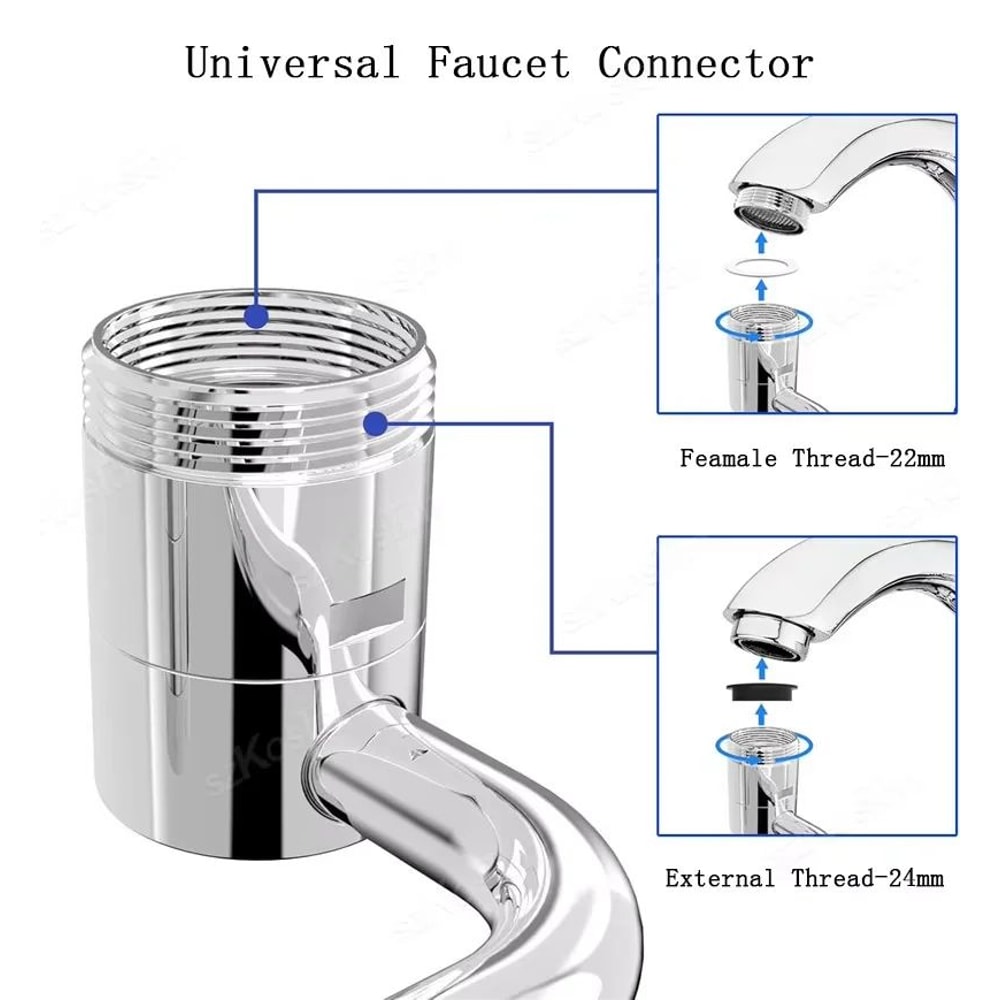 1080 Swivel Faucet Extender With Dual Spray Modes Splashproof Rotatable Faucet Aerator Extension F 4