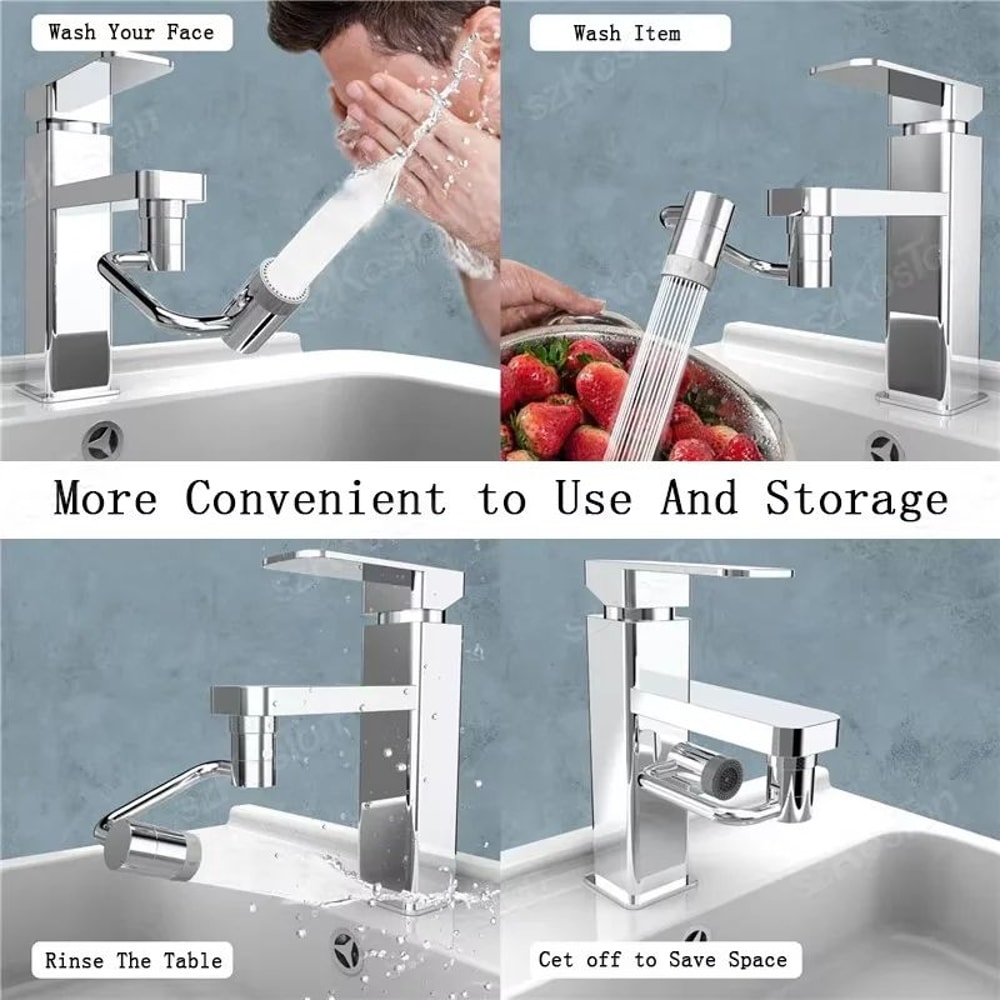 1080 Swivel Faucet Extender With Dual Spray Modes Splashproof Rotatable Faucet Aerator Extension F 5