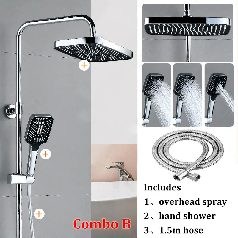 12Inch Rain Shower Head And Handheld Combo High Pressure 3Mode Bathroom Shower Set 7