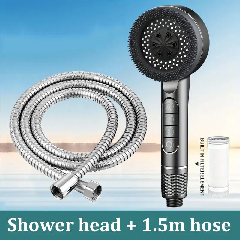 High Pressure Filtered Shower Head With 4 Spray Modes AntiLeak WaterSeal Boost System 17