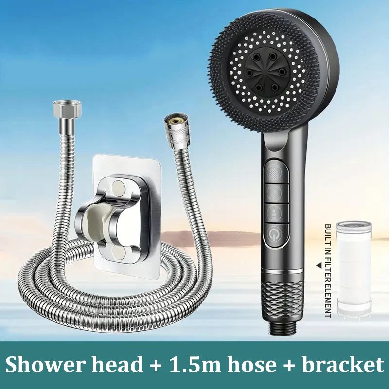 High Pressure Filtered Shower Head With 4 Spray Modes AntiLeak WaterSeal Boost System 13
