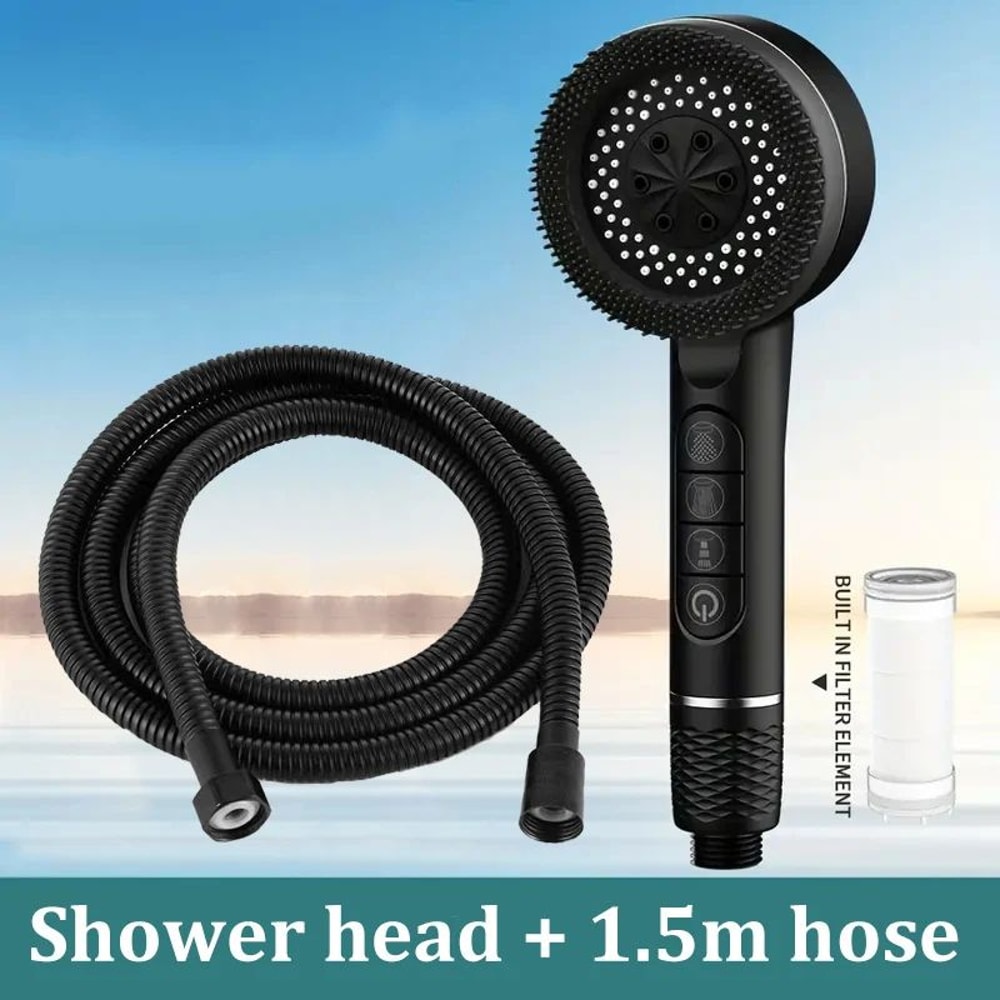 High Pressure Filtered Shower Head With 4 Spray Modes AntiLeak WaterSeal Boost System 14