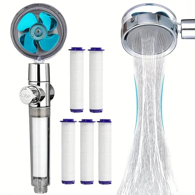 TurboSpin High Pressure Handheld Shower Head With Filter 360 Rotating WaterSaving Turbo Fan Spray 9