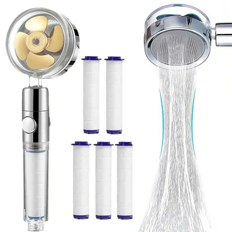 TurboSpin High Pressure Handheld Shower Head With Filter 360 Rotating WaterSaving Turbo Fan Spray 10