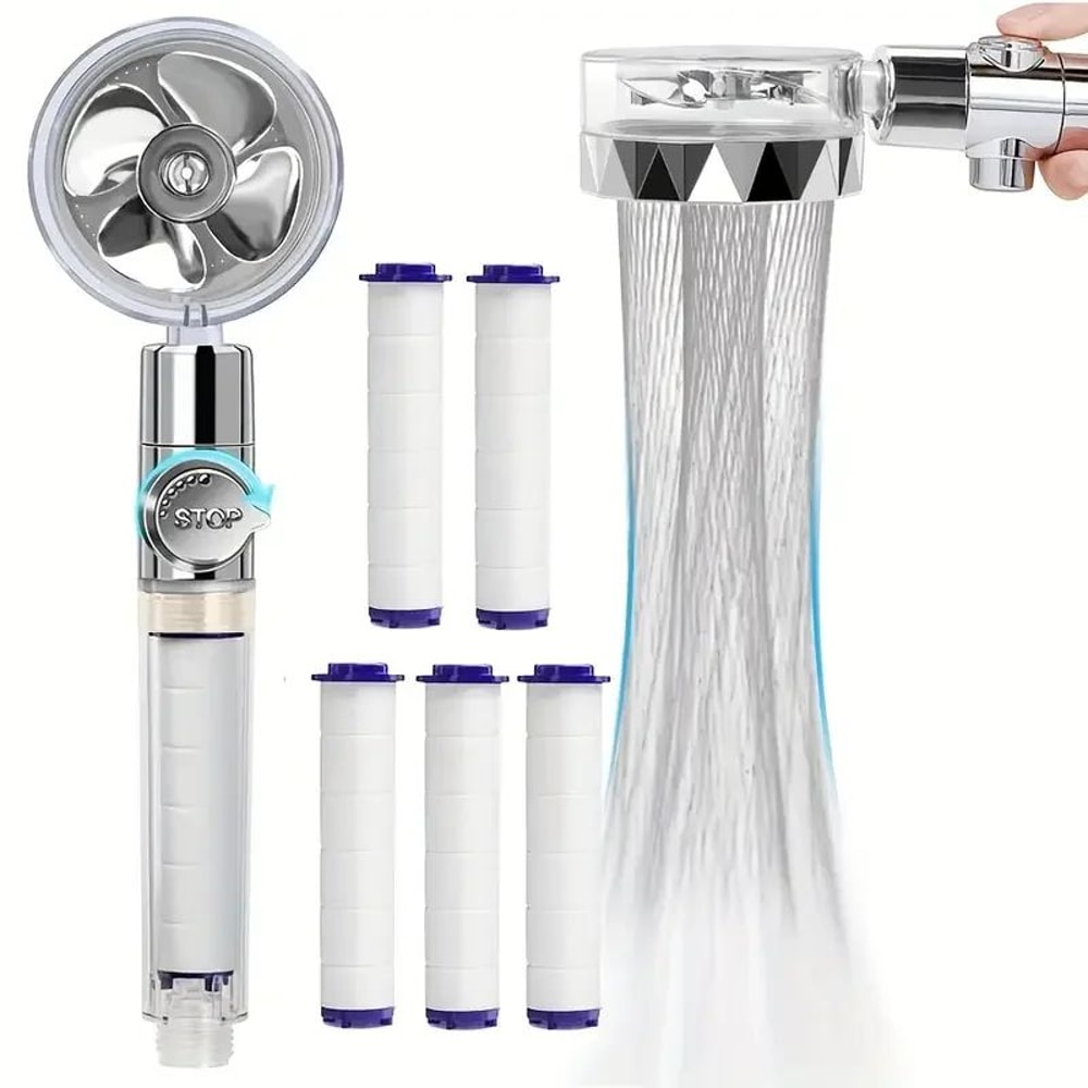 TurboSpin High Pressure Handheld Shower Head With Filter 360 Rotating WaterSaving Turbo Fan Spray 11