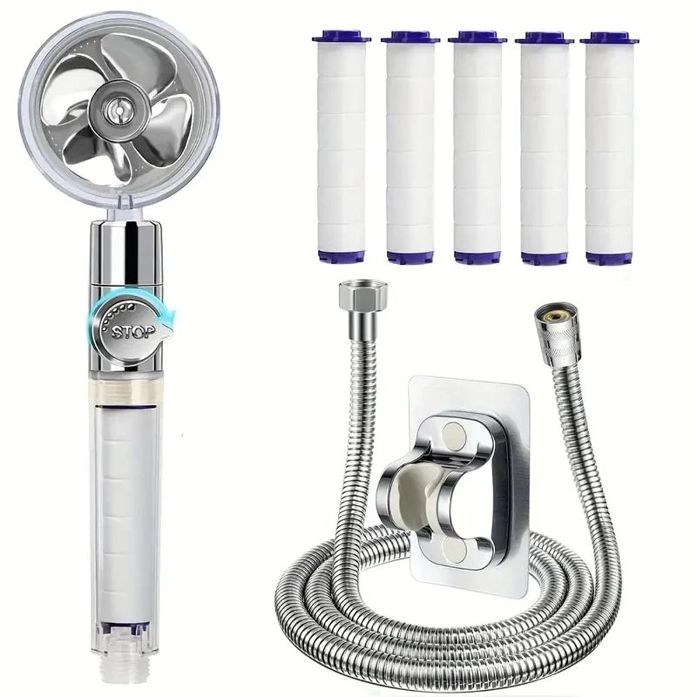 TurboSpin High Pressure Handheld Shower Head With Filter 360 Rotating WaterSaving Turbo Fan Spray 14