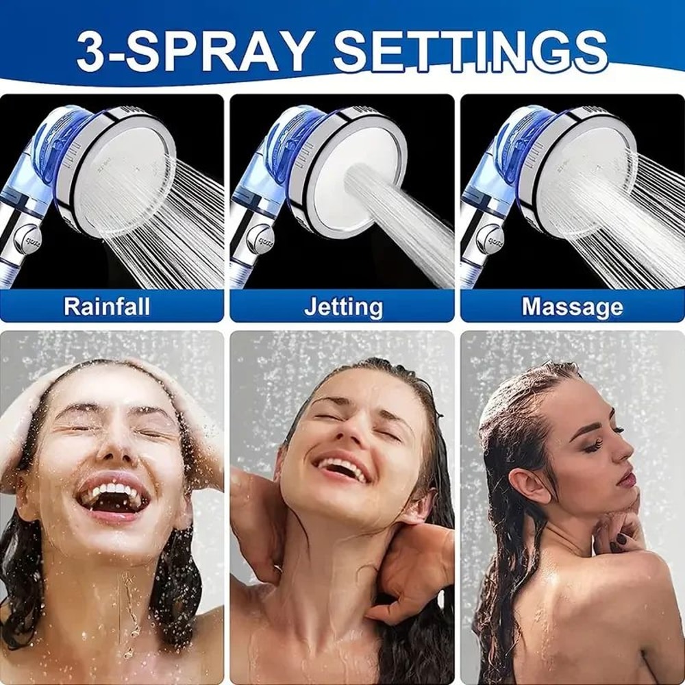 3Mode High Pressure Shower Head With Filtered Shower Head Beads OneTouch Stop WaterSaving Handhel 1