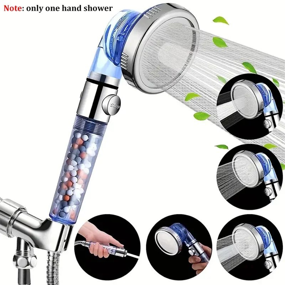 3Mode High Pressure Shower Head With Filtered Shower Head Beads OneTouch Stop WaterSaving Handhel 6