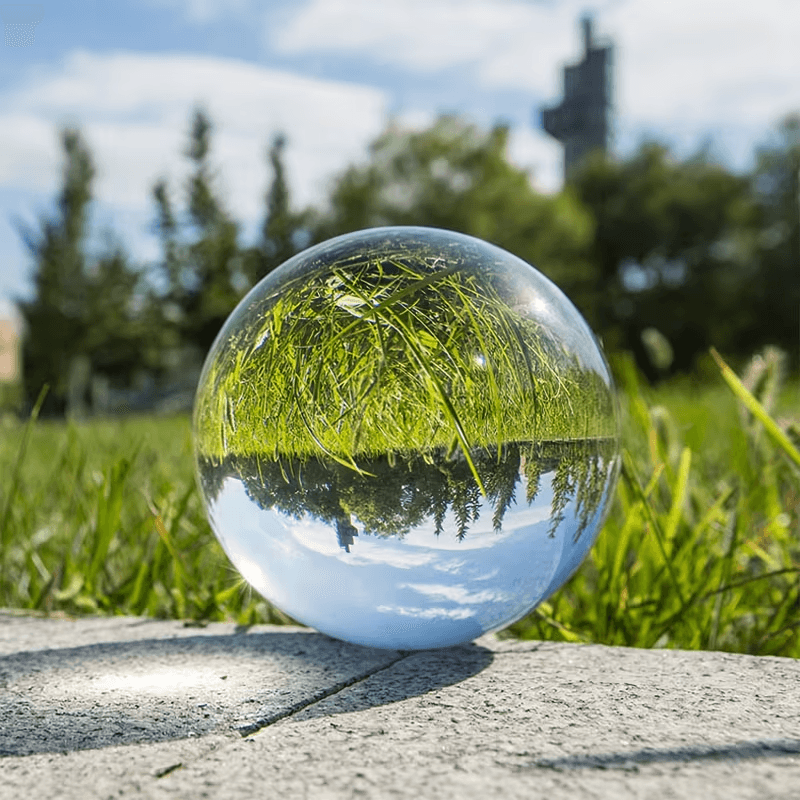 macro flower shot through crystal photography sphere