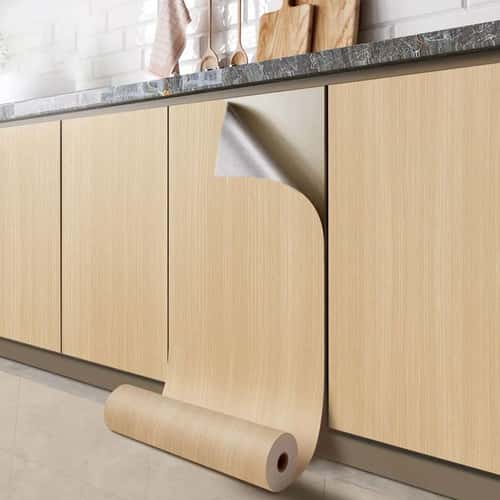Wood Grain Peel & Stick Cabinet Film - Waterproof, Flame-Retardant Kitchen Renovation Wrap