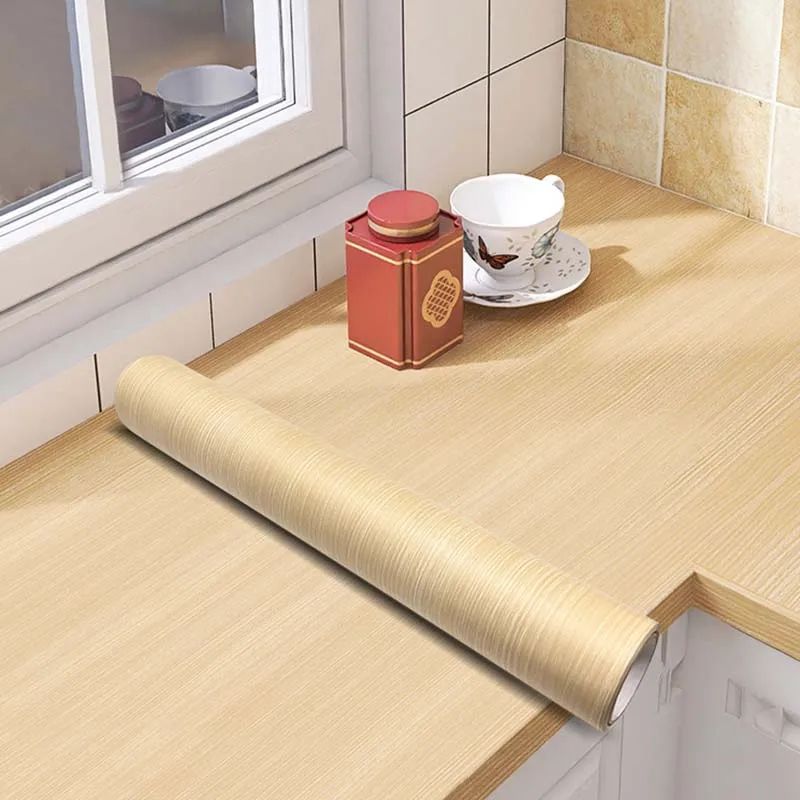 Wood Grain Peel Stick Cabinet Film Waterproof FlameRetardant Kitchen Renovation Wrap 1