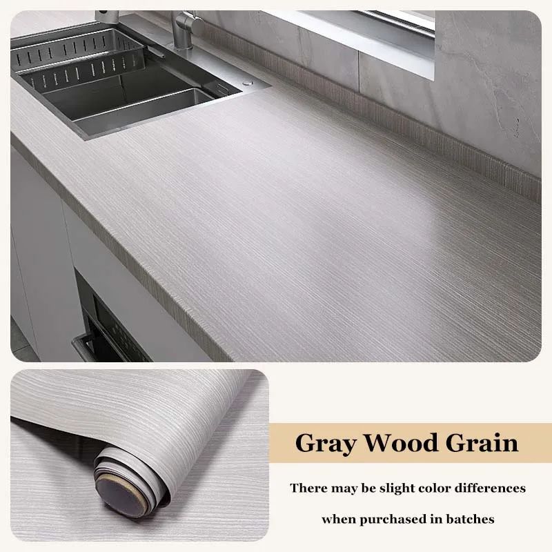 Wood Grain Peel Stick Cabinet Film Waterproof FlameRetardant Kitchen Renovation Wrap 9