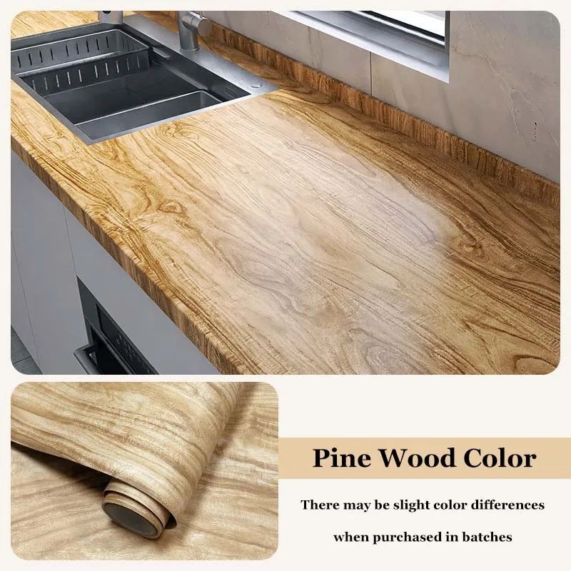 Wood Grain Peel Stick Cabinet Film Waterproof FlameRetardant Kitchen Renovation Wrap 6