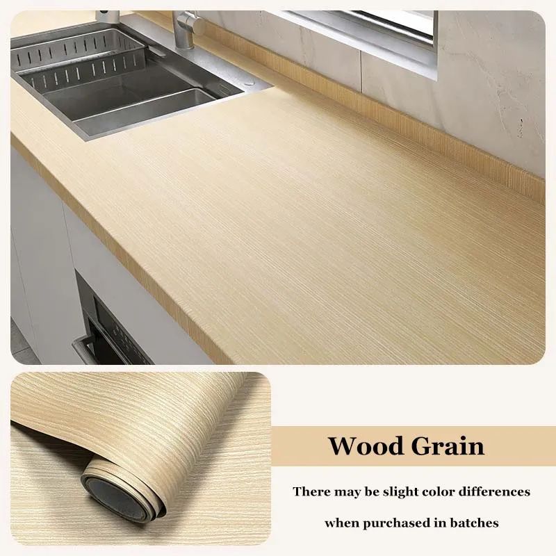 Wood Grain Peel Stick Cabinet Film Waterproof FlameRetardant Kitchen Renovation Wrap 12