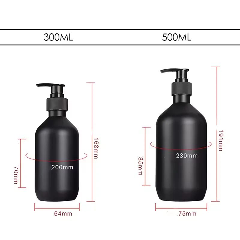Matte Black Refillable Pump Dispenser Bottle 300500ml For Soap Shampoo Lotion 5