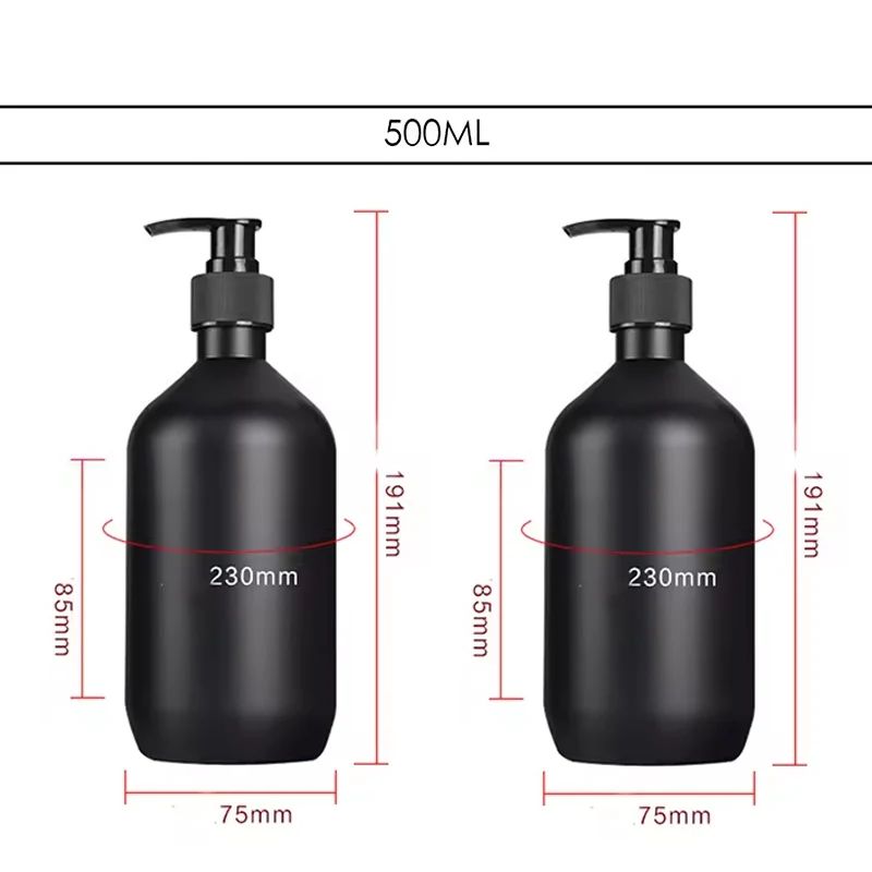 Matte Black Refillable Pump Dispenser Bottle 300500ml For Soap Shampoo Lotion 9