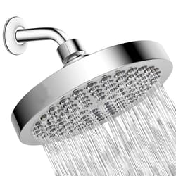 high pressure shower head set with 6-inch rainfall shower head + adjustable shower arm extension (electroplated finish)
