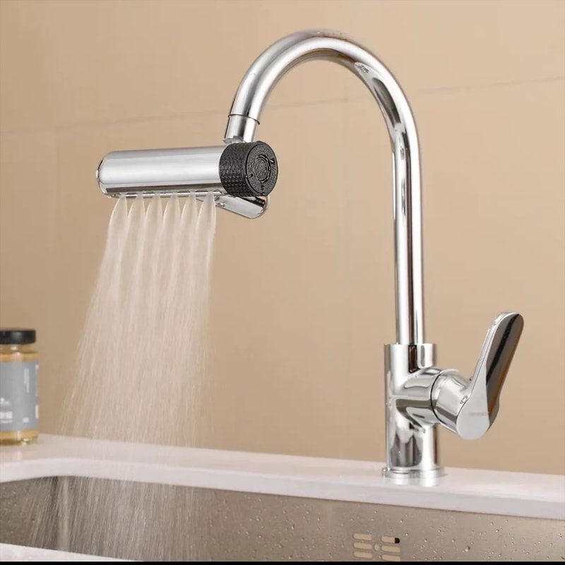 6Mode Waterfall Faucet Sprayer Attachment With 360 Rotating Faucet Head And SplashProof Swivel Fauc 1