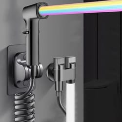 high-pressure toilet spray gun kit with 1-in-2-out diverter valve (handheld bidet sprayer)
