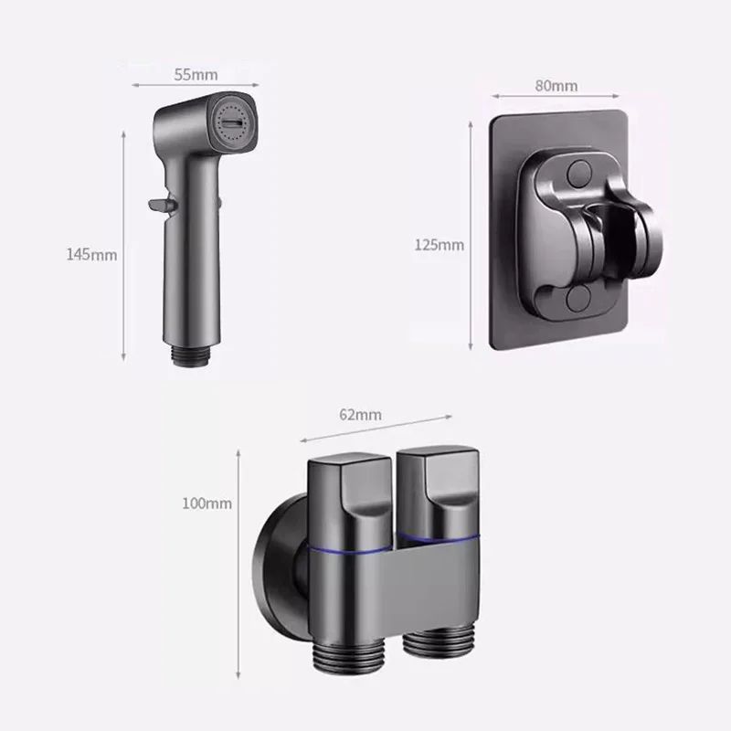 HighPressure Toilet Spray Gun Kit With 1in2Out Diverter Valve Handheld Bidet Sprayer 5