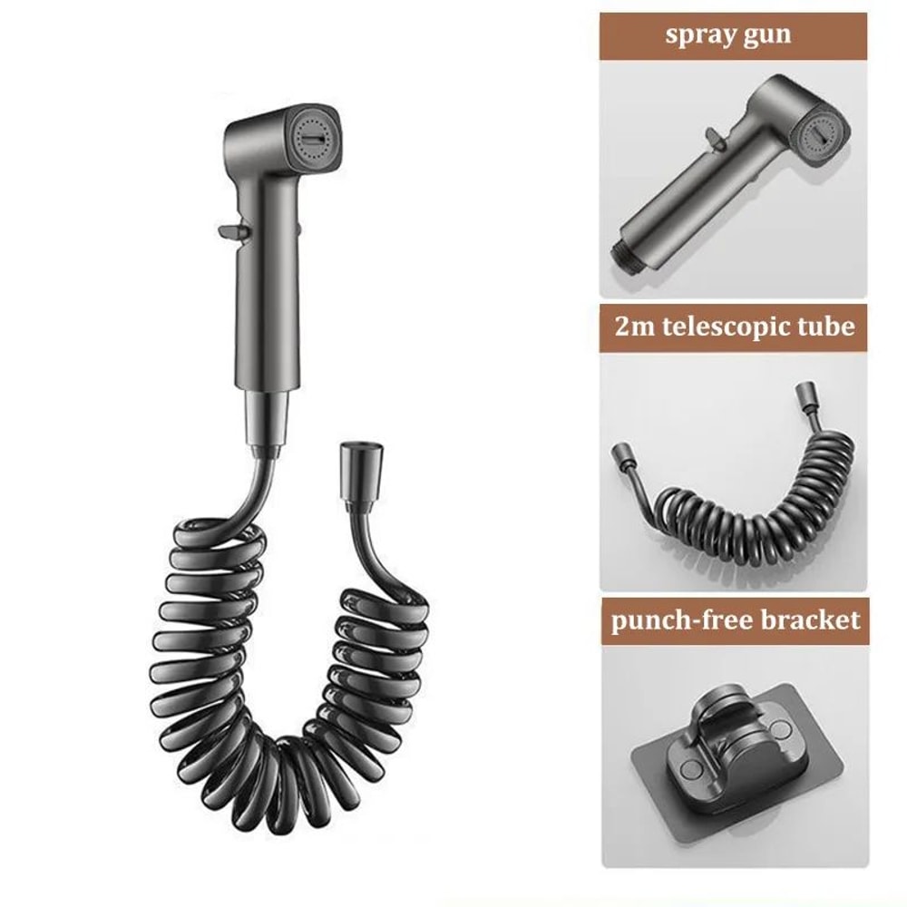 HighPressure Toilet Spray Gun Kit With 1in2Out Diverter Valve Handheld Bidet Sprayer 12
