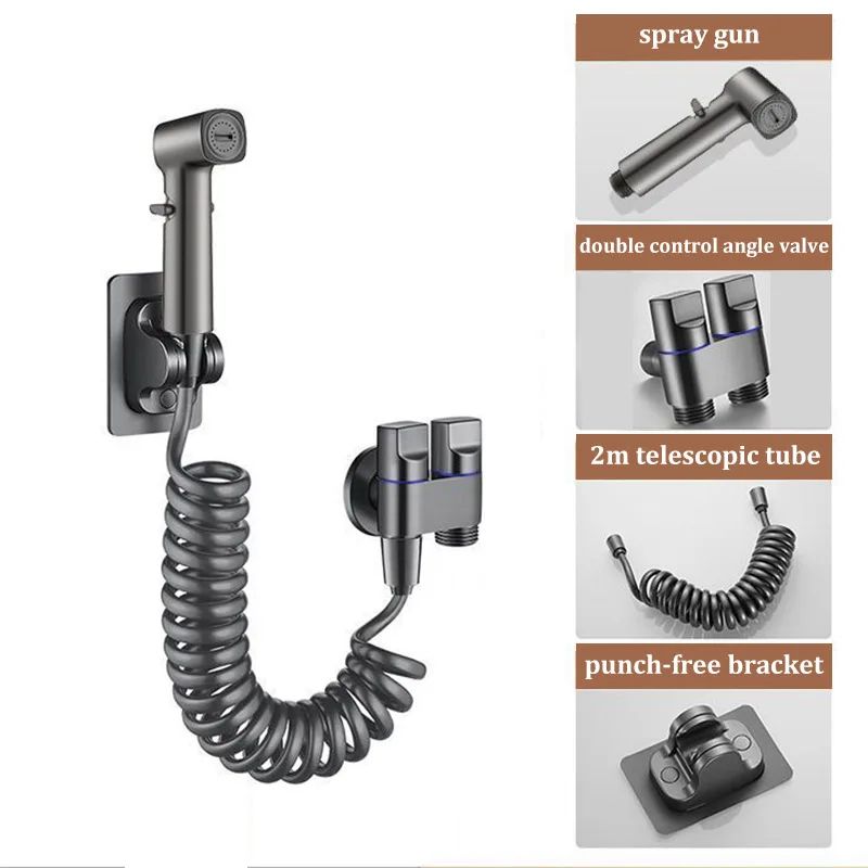 HighPressure Toilet Spray Gun Kit With 1in2Out Diverter Valve Handheld Bidet Sprayer 13