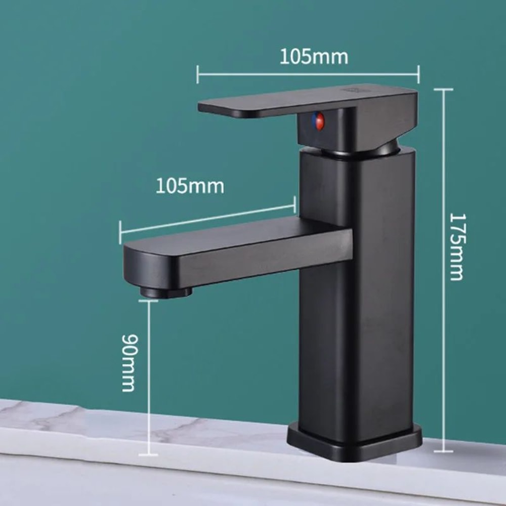 Modern Matte Black Stainless Steel Square Hot And Cold Basin Faucet Sleek Kitchen Bathroom Mixer 10
