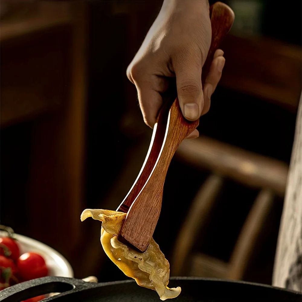 HeatResistant Wooden Food Clip Kitchen Tongs For BBQ Bread Noodles 3