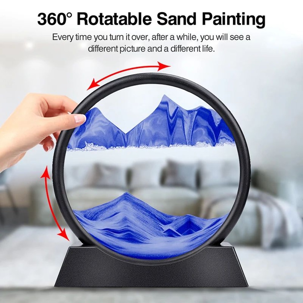 Deep Sea Moving Sand Art Picture Round Glass 3D Sandscape In Motion Frame 7 12 2