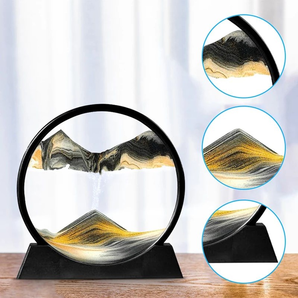 Deep Sea Moving Sand Art Picture Round Glass 3D Sandscape In Motion Frame 7 12 3