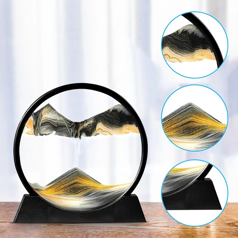 Deep Sea Moving Sand Art Picture Round Glass 3D Sandscape In Motion Frame 7 12 3