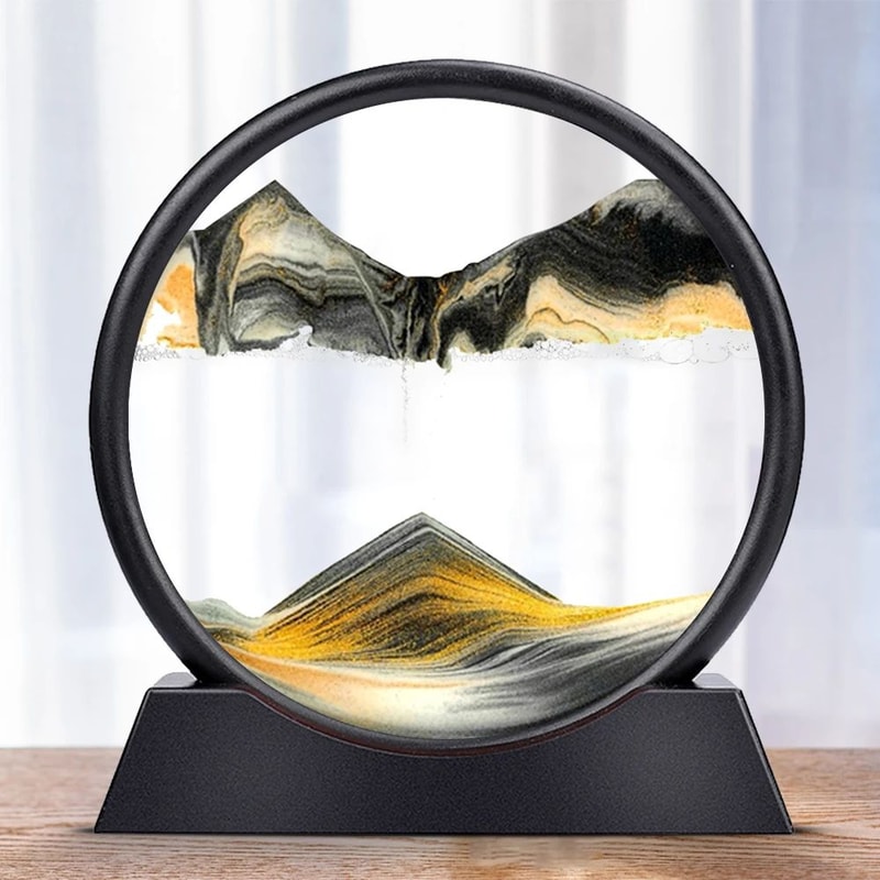 Deep Sea Moving Sand Art Picture Round Glass 3D Sandscape In Motion Frame 7 12 9