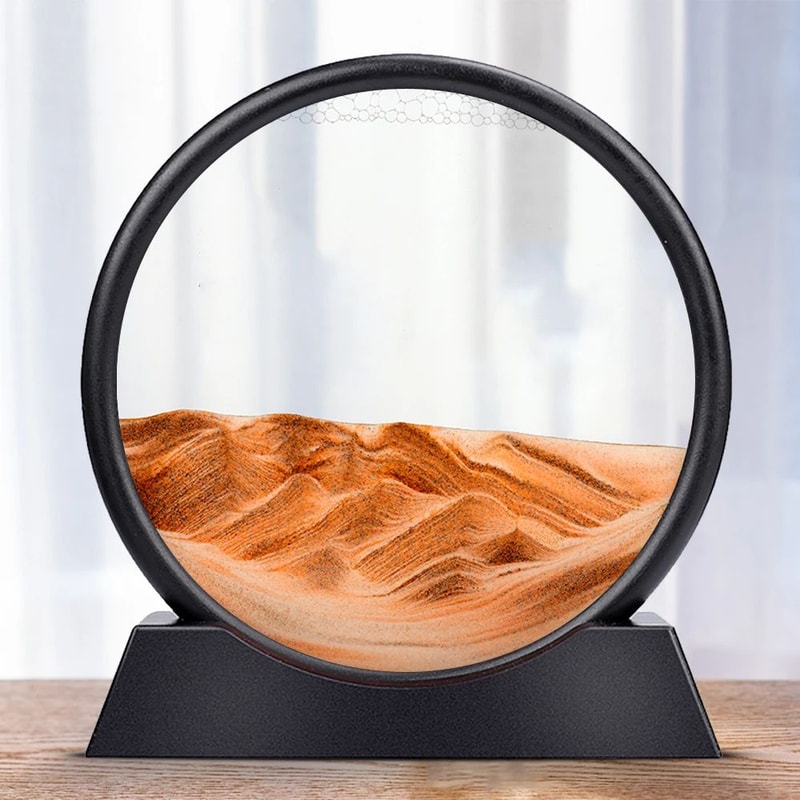Deep Sea Moving Sand Art Picture Round Glass 3D Sandscape In Motion Frame 7 12 10