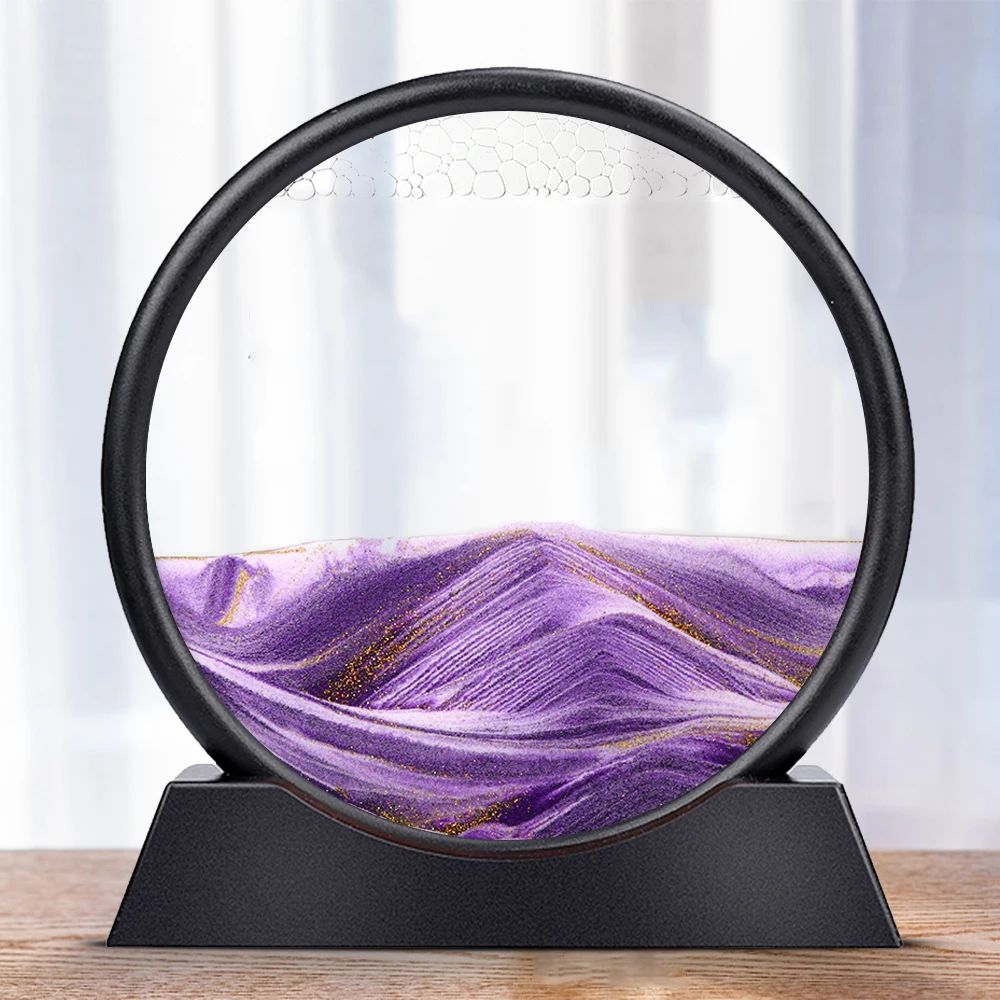 Deep Sea Moving Sand Art Picture Round Glass 3D Sandscape In Motion Frame 7 12 11
