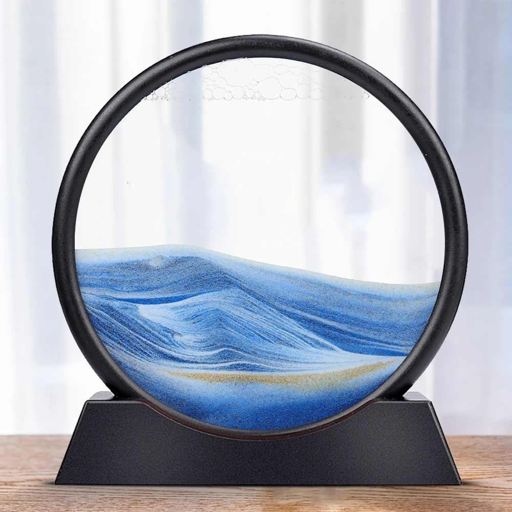 Deep Sea Moving Sand Art Picture Round Glass 3D Sandscape In Motion Frame 7 12 12