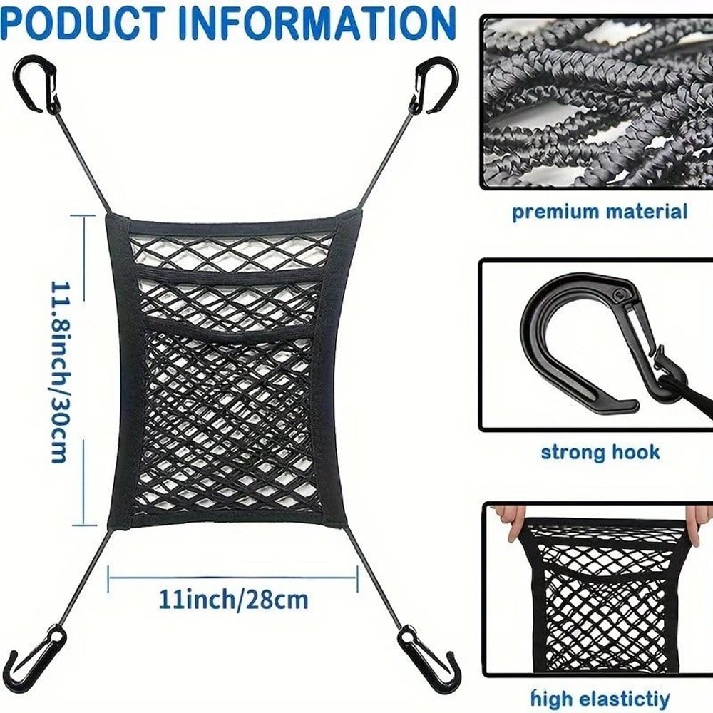 3Layer Car Seat Gap Organizer Mesh Net Pocket Barrier For Front Seats 1