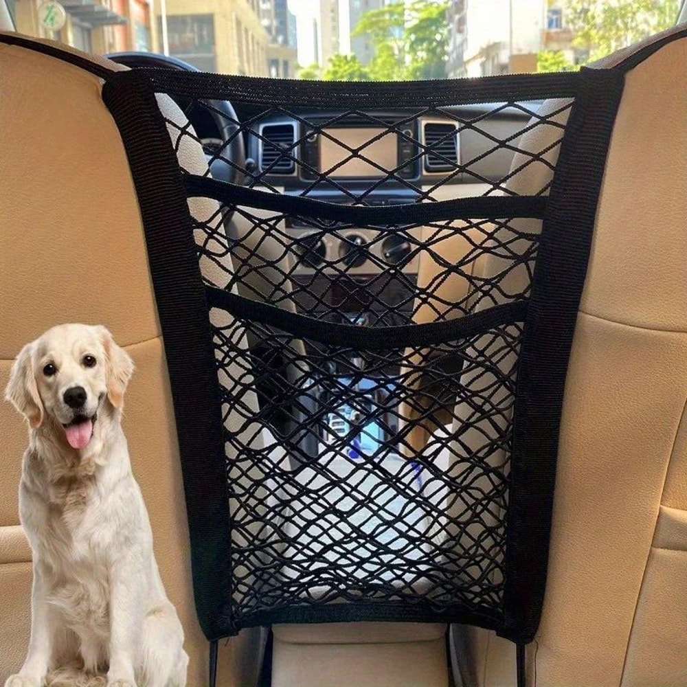 3Layer Car Seat Gap Organizer Mesh Net Pocket Barrier For Front Seats 2