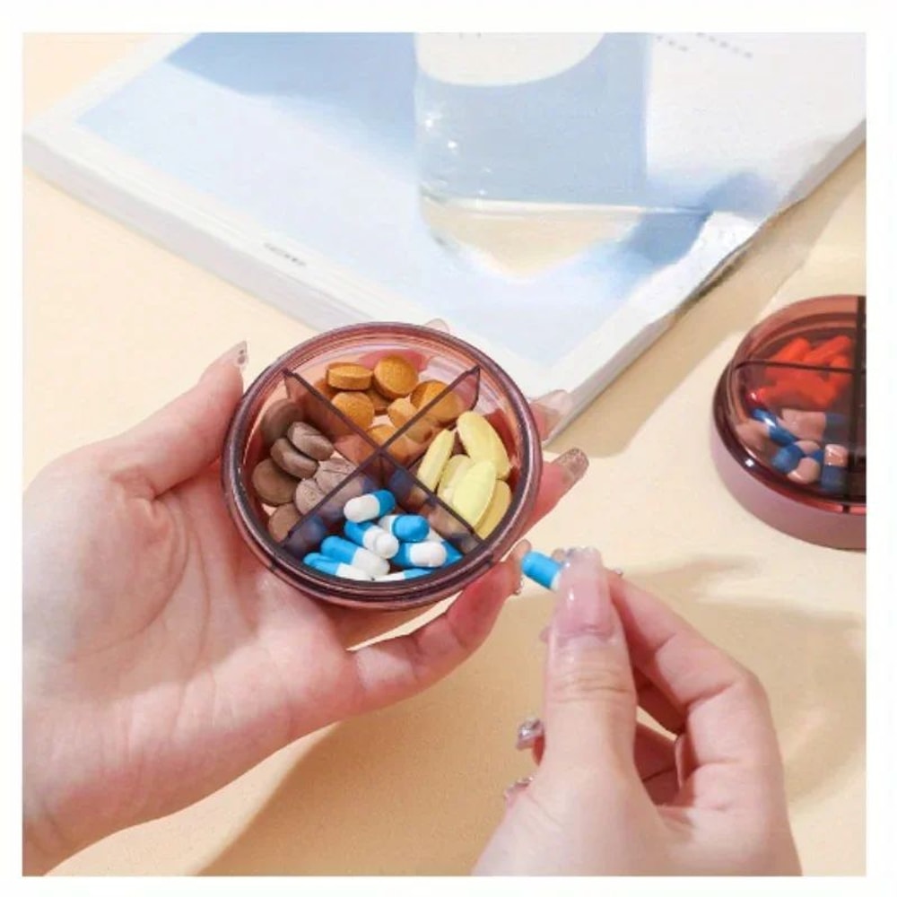 MoistureProof Portable Pill Organizer 4Color Divided Travel Pill Case Daily Medication Storage Box 5