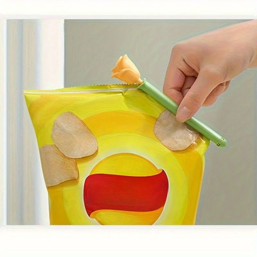 RoseShaped Food Storage Clips 5Piece Set Reusable Bag Sealer For Snacks Bread Pantry Freshness 0