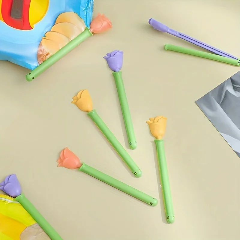 RoseShaped Food Storage Clips 5Piece Set Reusable Bag Sealer For Snacks Bread Pantry Freshness 2