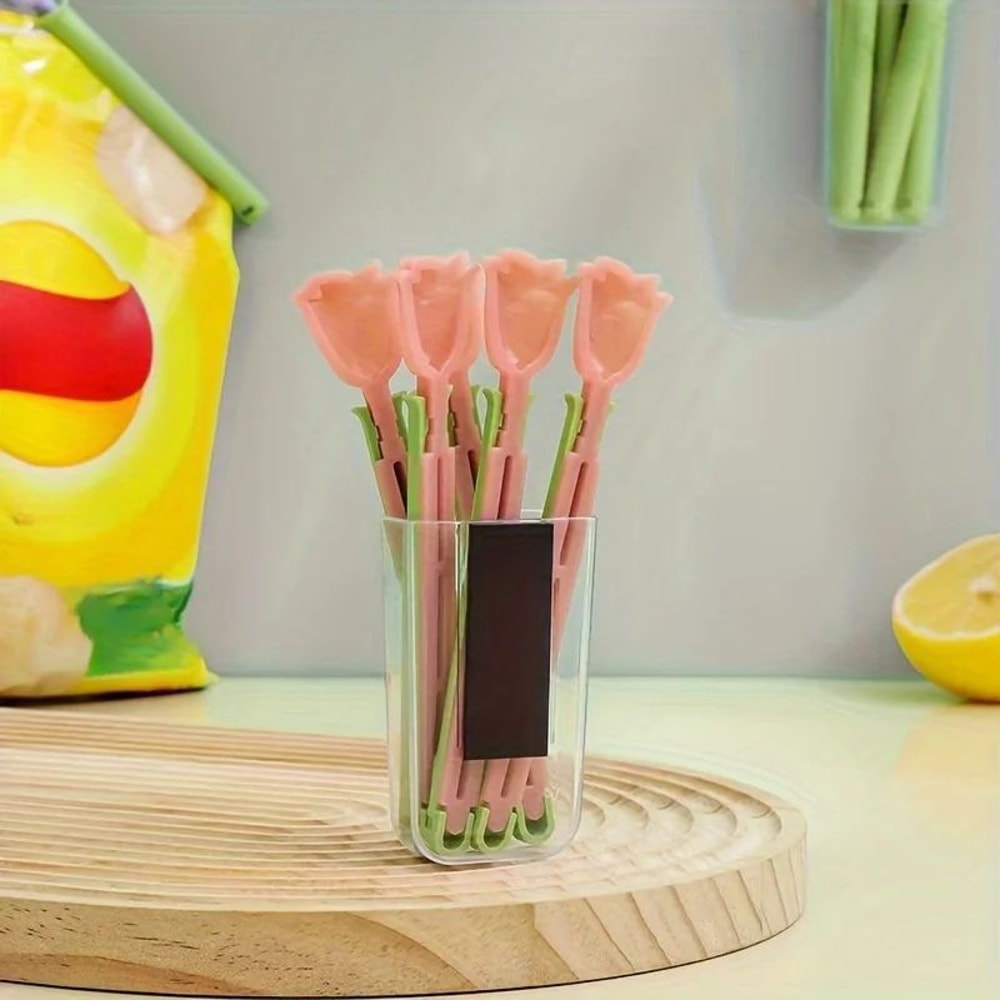RoseShaped Food Storage Clips 5Piece Set Reusable Bag Sealer For Snacks Bread Pantry Freshness 4
