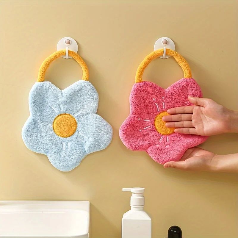 Flower Hanging Hand Towel Soft QuickDry Kitchen Hand Towel With Absorbent Design 0