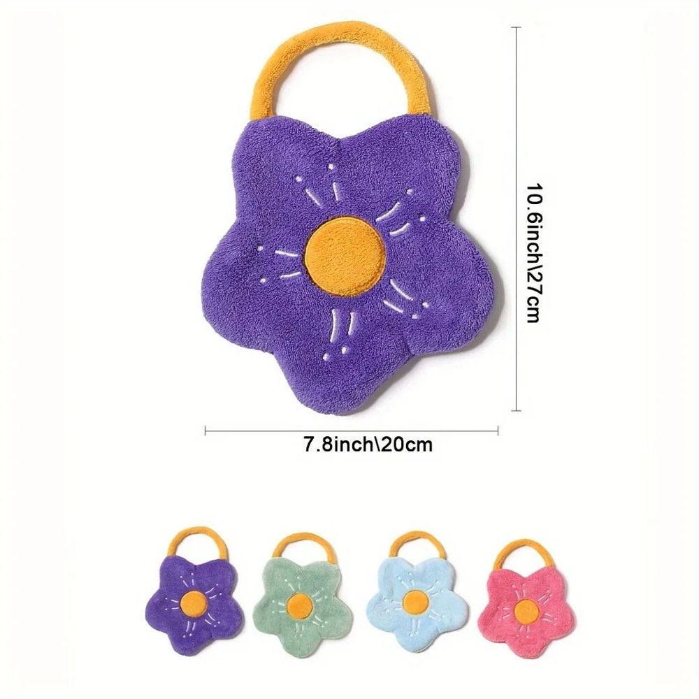 Flower Hanging Hand Towel Soft QuickDry Kitchen Hand Towel With Absorbent Design 3