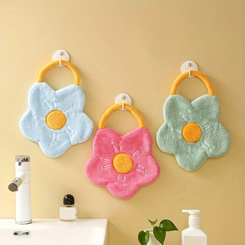 Flower Hanging Hand Towel Soft QuickDry Kitchen Hand Towel With Absorbent Design 4