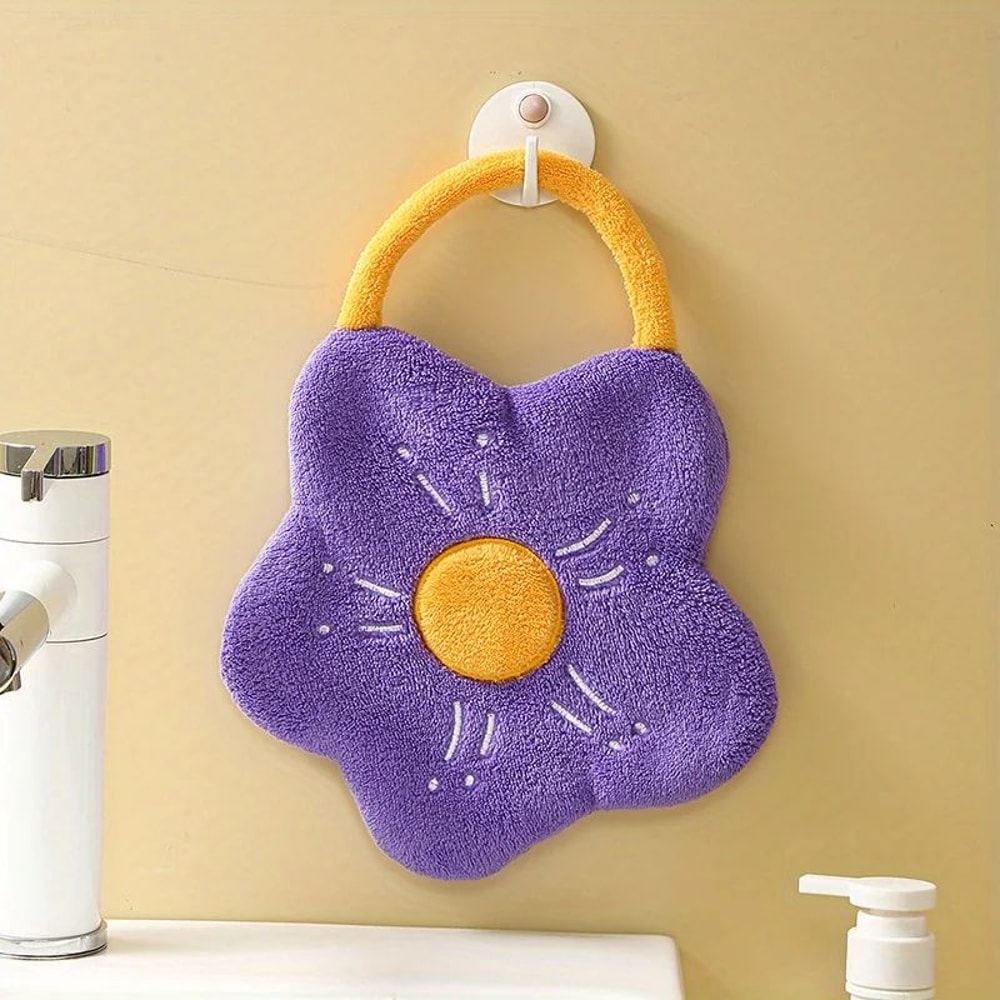 Flower Hanging Hand Towel Soft QuickDry Kitchen Hand Towel With Absorbent Design 9