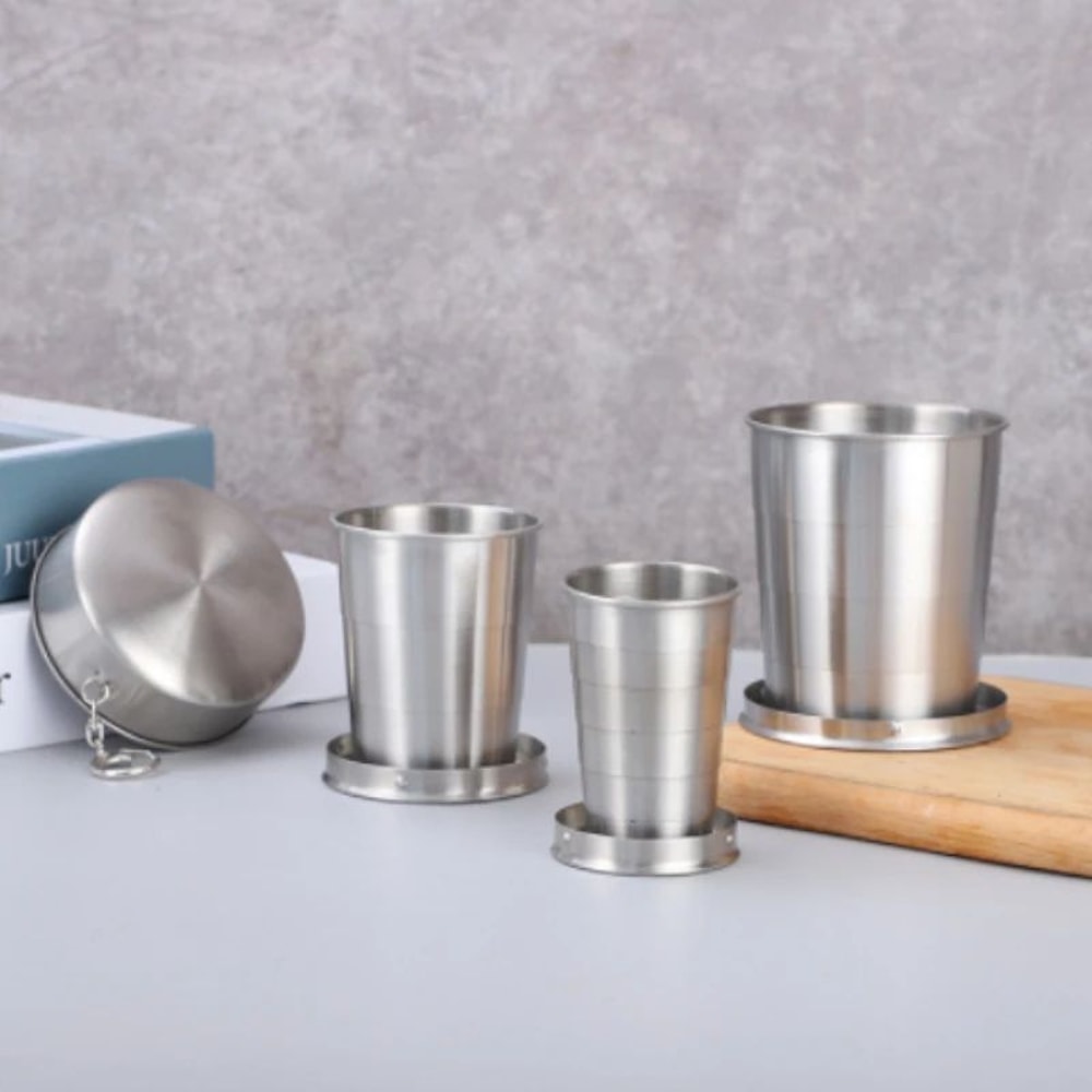 Stainless Steel Telescopic Folding Cup 75250ml Portable Travel Camping Coffee Mug 0