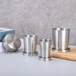 stainless steel telescopic folding cup (75–250ml) portable travel & camping coffee mug