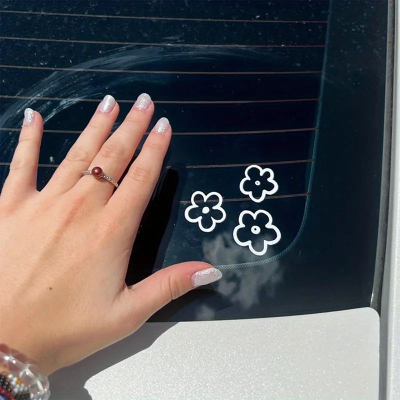 Flower Car Decal Set 3PCS Waterproof Car Mirror Stickers Bumper Decoration Stickers For A Cute 6