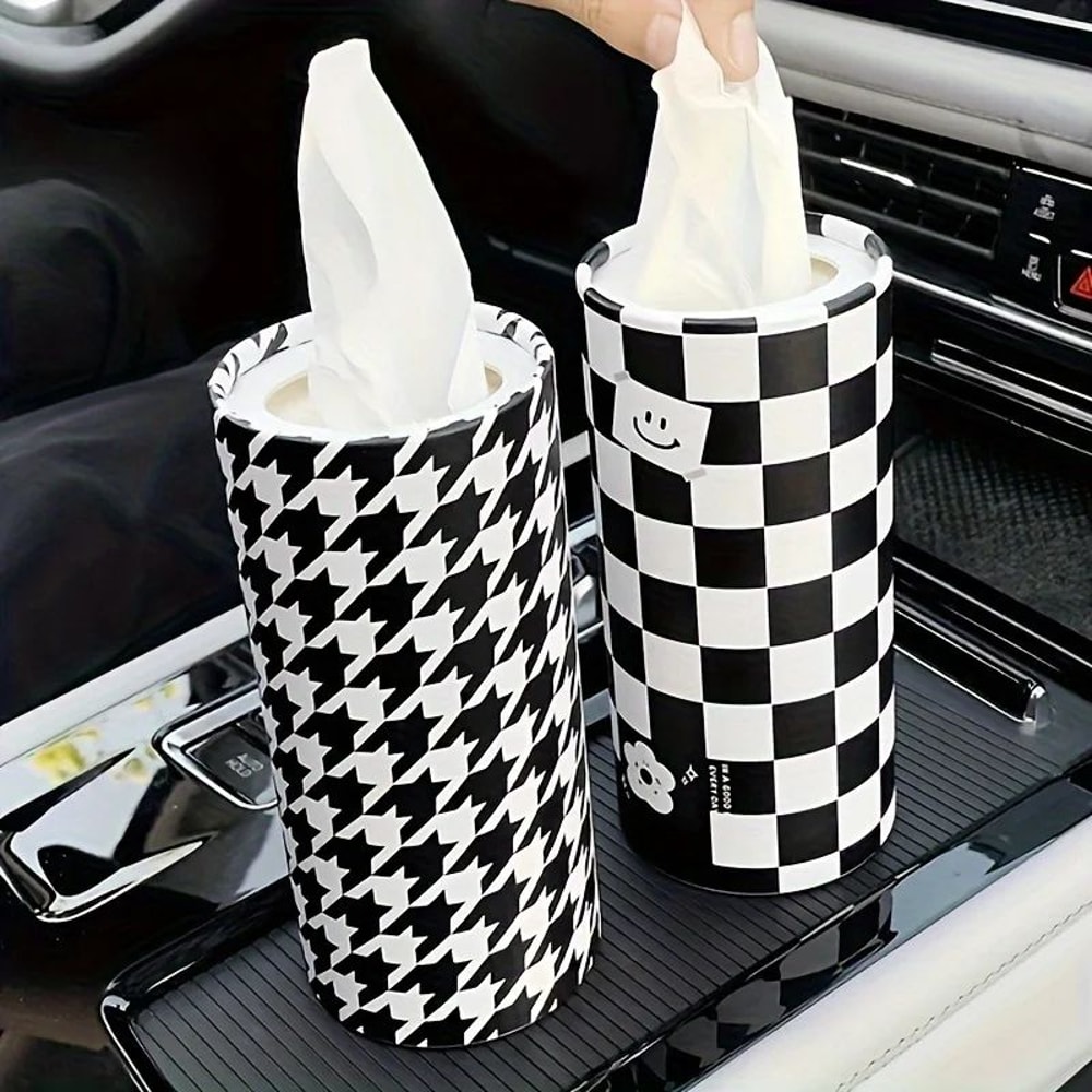 Cute Cartoon Car Tissue Box Organizer Hanging Plush Car Tissue Box With Multipurpose Storage 0